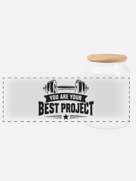 You Are Your Best Project Krafttraining Fitness - Panorama Keksdose mit Holzdeckel - Weiß