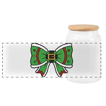 Kawaii Weihnachtself Niedliche Festliche Schleife - Panorama Keksdose mit Holzdeckel - Weiß - Vorne