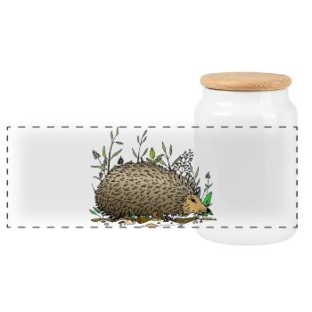 Igel - Panorama Keksdose mit Holzdeckel - Weiß - Vorne