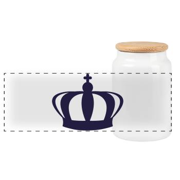 The Crown's One-Color Design - Panoramic Cookie Jar with Wooden Lid - white - Front