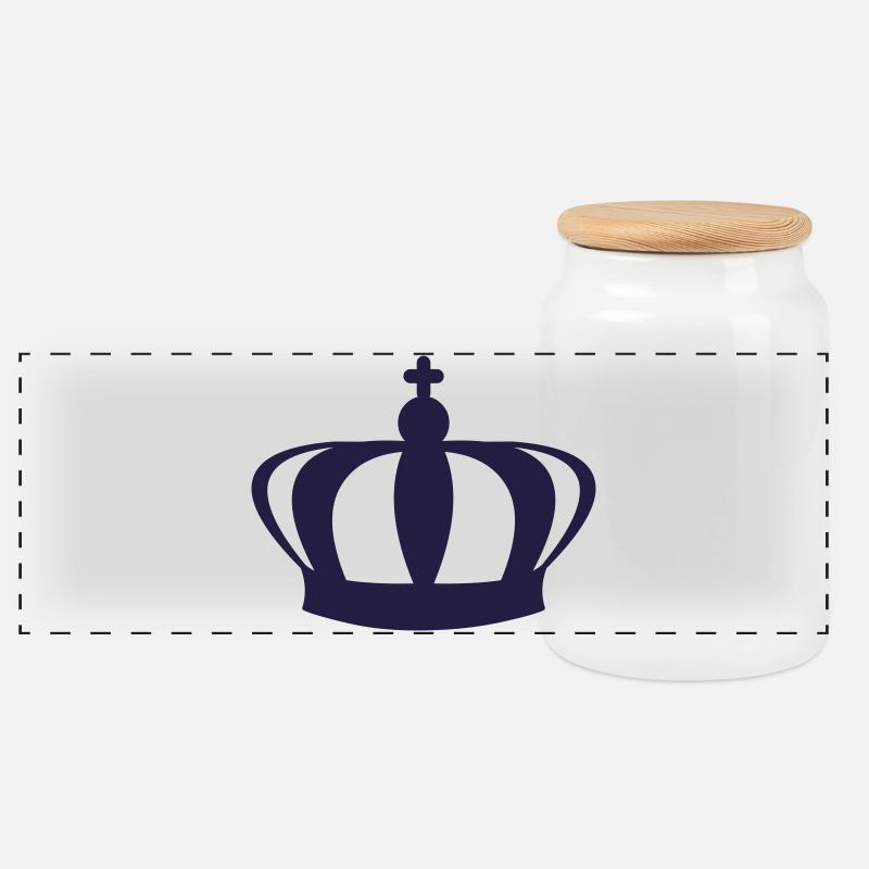 Krone - Panorama Keksdose mit Holzdeckel - Weiß