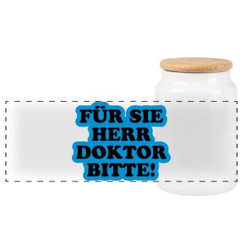 Für Sie Herr Doktor bitte | Promoviert - Boîte à biscuits avec couvercle en bois - blanc - Devant