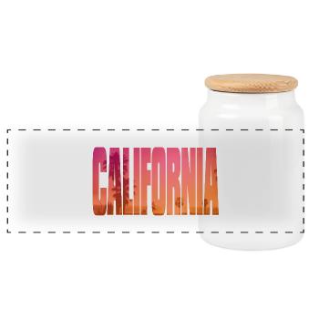 california - Panoramic Cookie Jar with Wooden Lid - white - Front