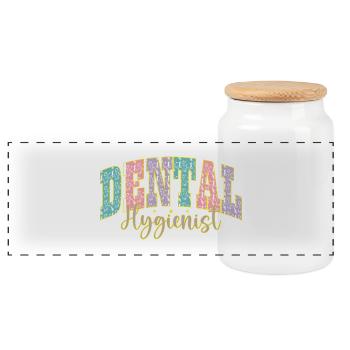 Dental Hygienist Color Palette Dental Hygienist - Panoramic Cookie Jar with Wooden Lid - white - Front