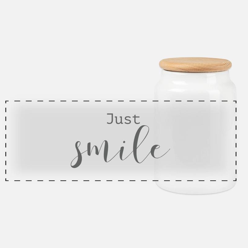 Schöne Sprüche Positiv Just smile - Panorama Keksdose mit Holzdeckel - Weiß