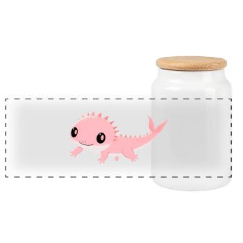 Axolotl préféré des dinosaures rose pâle - Boîte à biscuits avec couvercle en bois - blanc - Devant