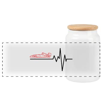 Roter Rennwagen Outline Grafik - Panorama Keksdose mit Holzdeckel - Weiß - Vorne