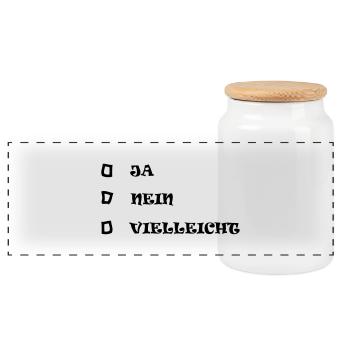 ja nein vielleicht - Panorama Keksdose mit Holzdeckel - Weiß - Vorne
