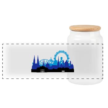Wien Skyline - Panorama Keksdose mit Holzdeckel - Weiß - Vorne