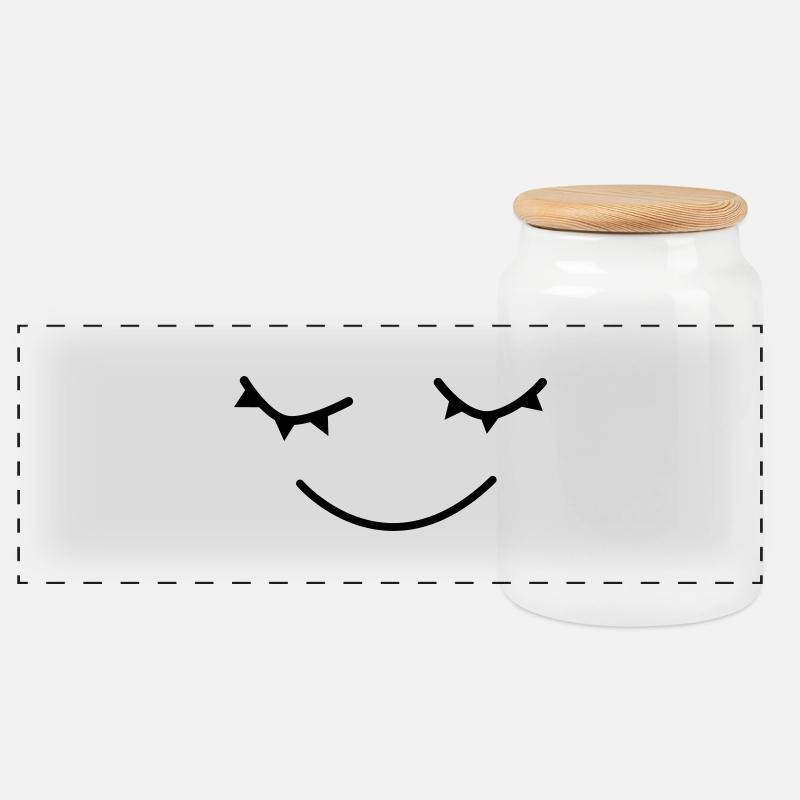 smilie - Panorama Keksdose mit Holzdeckel - Weiß