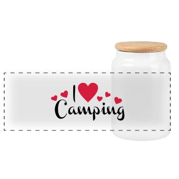 camping - Panorama Keksdose mit Holzdeckel - Weiß - Vorne