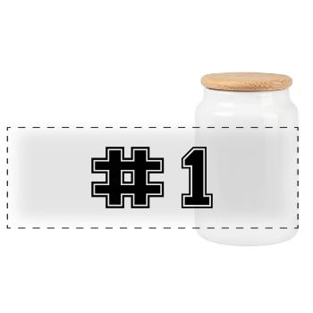 Number One Mum - Panorama Keksdose mit Holzdeckel - Weiß - Vorne