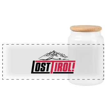 lost-tirol-v1 - Panorama Keksdose mit Holzdeckel - Weiß - Vorne