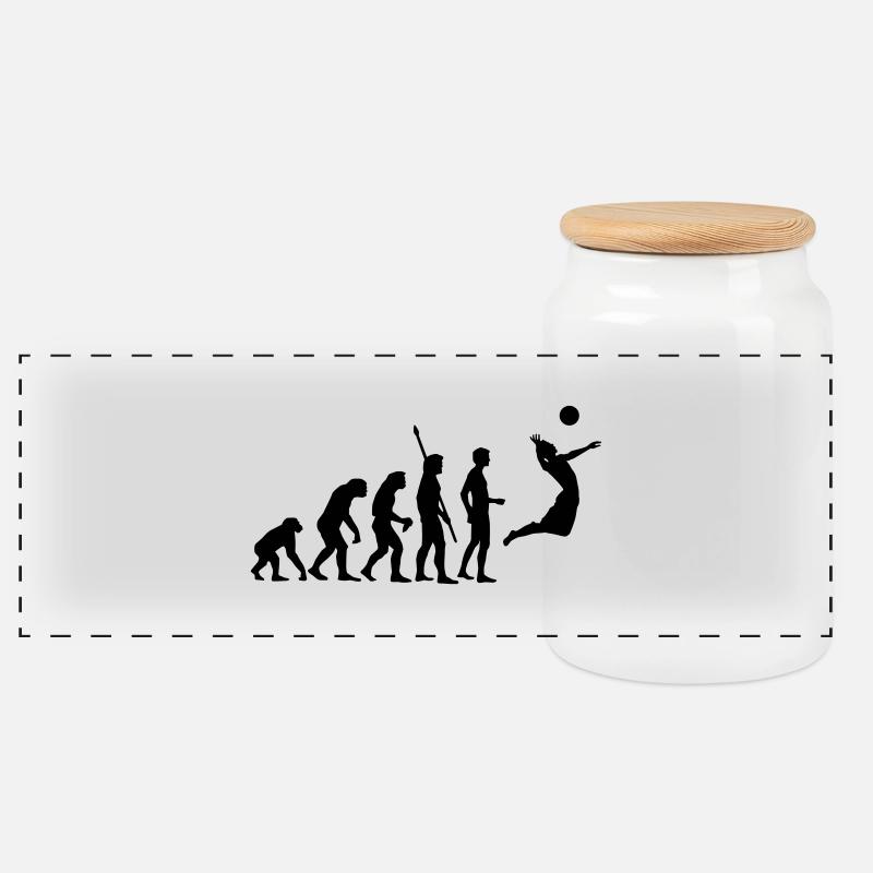 evolution_volleyball_1c - Panorama Keksdose mit Holzdeckel - Weiß