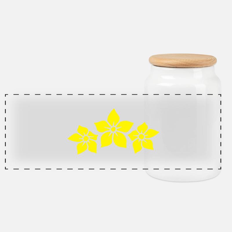Fleur de jasmin 3 - Boîte à biscuits avec couvercle en bois - blanc
