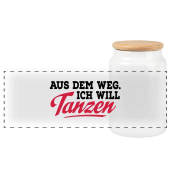 tanzen - Panorama Keksdose mit Holzdeckel - Weiß - Vorne