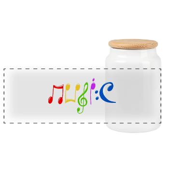 Music - Panoramic Cookie Jar with Wooden Lid - white - Front