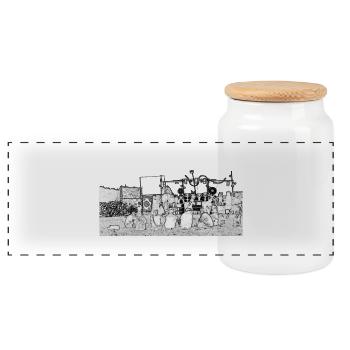 system333 - Panoramic Cookie Jar with Wooden Lid - white - Front