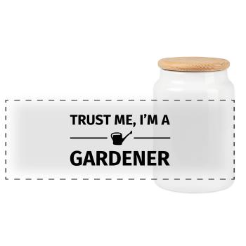 Trust me I'm an Gardener - Panorama Keksdose mit Holzdeckel - Weiß - Vorne