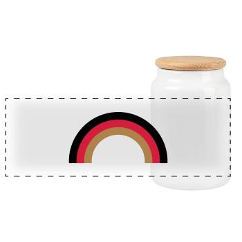 regenbogen_deutsch - Panorama Keksdose mit Holzdeckel - Weiß - Vorne