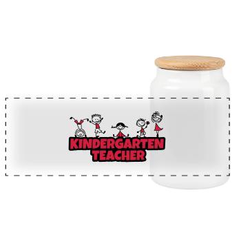 kindergarten teacher - Panorama Keksdose mit Holzdeckel - Weiß - Vorne