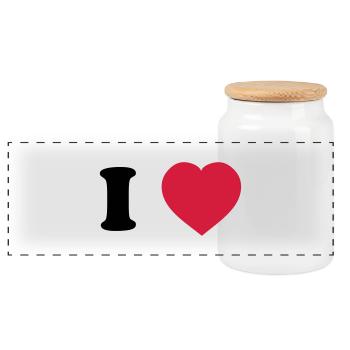 I Love (à personnaliser) - Boîte à biscuits avec couvercle en bois - blanc - Devant