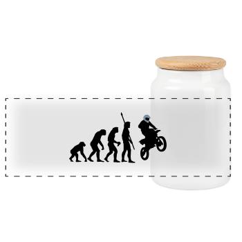evolution_motorbike_stunt_a_2c - Panorama Keksdose mit Holzdeckel - Weiß - Vorne