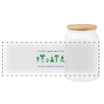 Aliens Friends - Panoramic Cookie Jar with Wooden Lid - white - Front