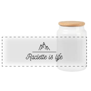 Raclette is life - Boîte à biscuits avec couvercle en bois - blanc - Devant