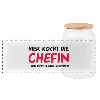 Chef - Panoramic Cookie Jar with Wooden Lid - white - Front