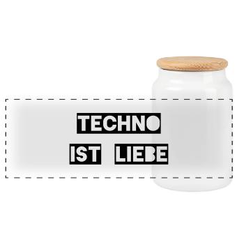 Techno ist Liebe - Panorama Keksdose mit Holzdeckel - Weiß - Vorne