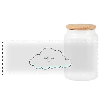Schlaf Wolke mit Wimpern - Panorama Keksdose mit Holzdeckel - Weiß - Vorne