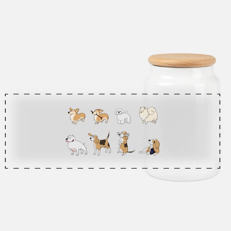 Hund - Panorama Keksdose mit Holzdeckel - Weiß