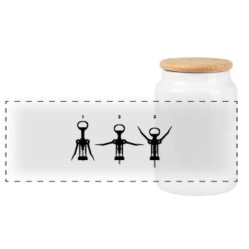 Wein-Workout - Panorama Keksdose mit Holzdeckel - Weiß - Vorne
