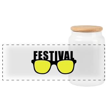 Festival T-Shirt, Konzert T-Shirt, Party T-Shirt - Panorama Keksdose mit Holzdeckel - Weiß - Vorne