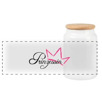 Prinzessin - Panorama Keksdose mit Holzdeckel - Weiß - Vorne