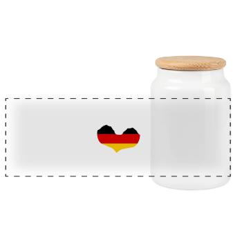 J’aime Allemagne - coeur mains - Boîte à biscuits avec couvercle en bois - blanc - Devant