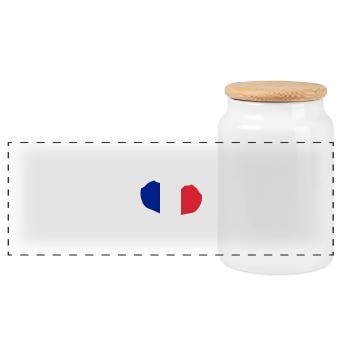 J’adore France - coeur mains - Boîte à biscuits avec couvercle en bois - blanc - Devant