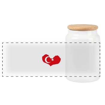 J’ai le cœur amour Turquie - mains - Boîte à biscuits avec couvercle en bois - blanc - Devant