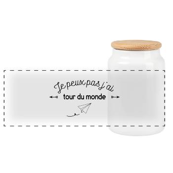 TOUR - Boîte à biscuits avec couvercle en bois - blanc - Devant