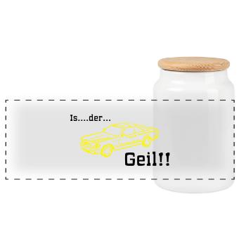 is der geil - Panorama Keksdose mit Holzdeckel - Weiß - Vorne