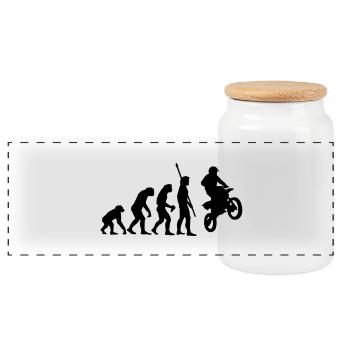 evolution_motorbike_stunt_a_1c - Panorama Keksdose mit Holzdeckel - Weiß - Vorne
