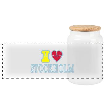 I LOVE STOCKHOLM - Boîte à biscuits avec couvercle en bois - blanc - Devant