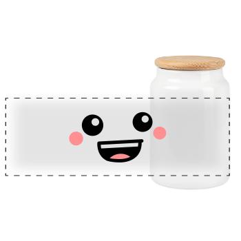 sweet_face - Panoramic Cookie Jar with Wooden Lid - white - Front