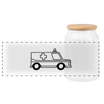 ambulance - Panoramic Cookie Jar with Wooden Lid - white - Front