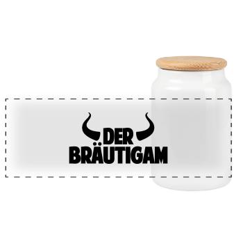 der bräutigam 1 - Panorama Keksdose mit Holzdeckel - Weiß - Vorne