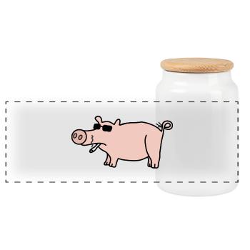 Porc frais - Boîte à biscuits avec couvercle en bois - blanc - Devant