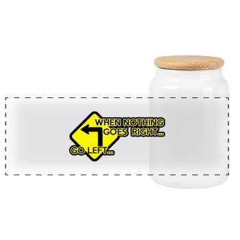 When nothing goes right, go left! - Panoramic Cookie Jar with Wooden Lid - white - Front