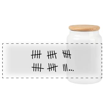 bread basket jail bar past.1 day - Panoramic Cookie Jar with Wooden Lid - white - Front