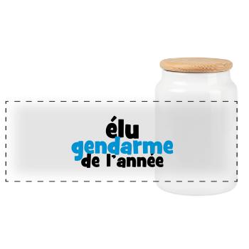 Elu Gendarme de l'année ! - Boîte à biscuits avec couvercle en bois - blanc - Devant